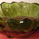 VINTAGE FLINT GREEN GLASS FOOTED FRUIT VASE
