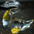 VINTAGE CLEAR ART GLASS SWAN FIGURINE PAPER WEIGHT