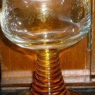 SCHMITT SOHNE WINE GLASS WEST GERMANY GRAPEVINE LEAF DESIGN AMBER RIBBED STEM