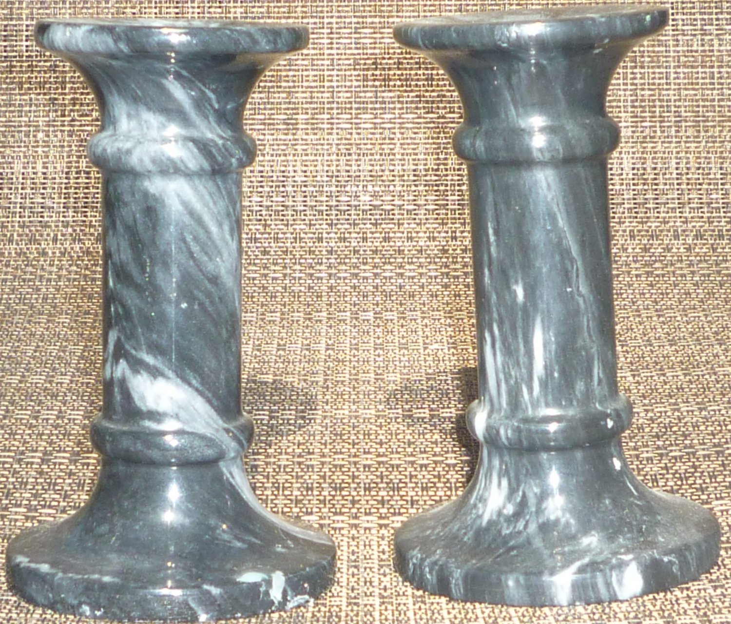 BEAUTIFUL GRANITE CANDLE HOLDERS SET OF 2 CANDLEHOLDERS