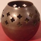 VINTAGE PERFORATED BRASS VOTIVE BALL CANDLE HOLDER