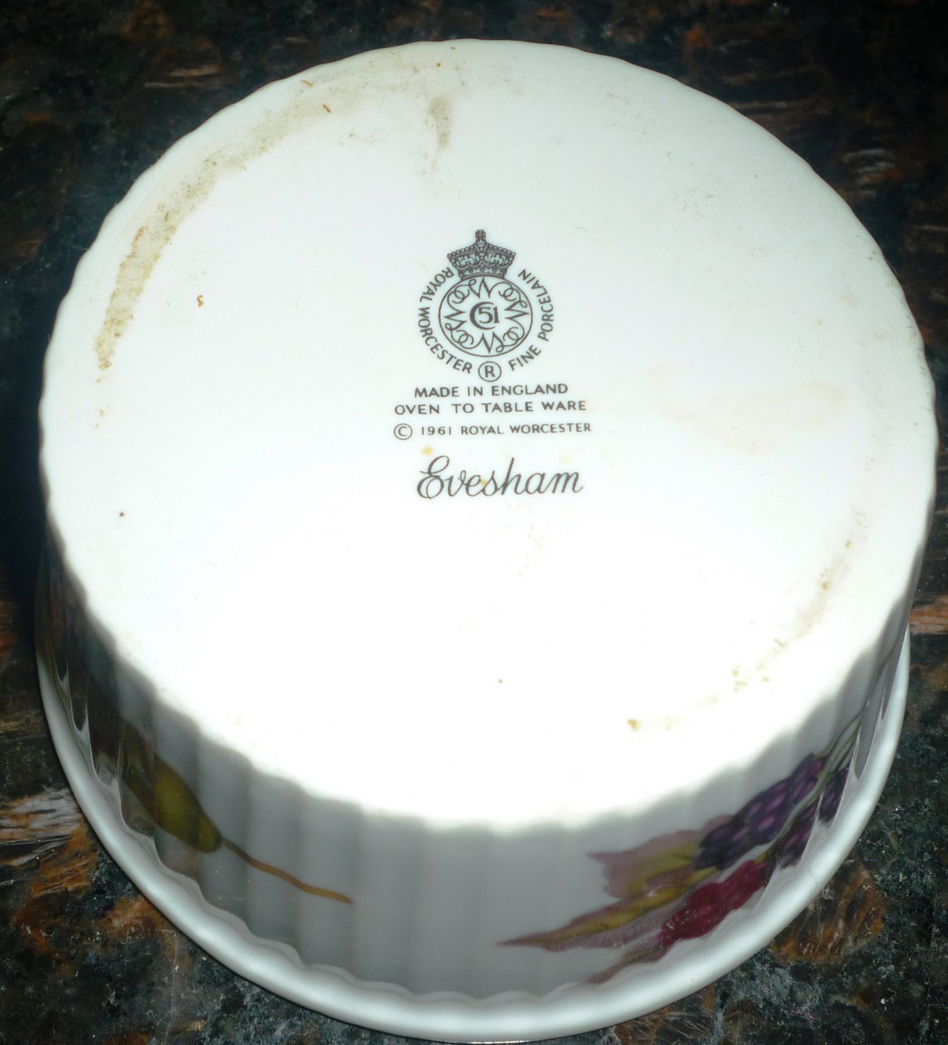 ROYAL WORCESTER PORCELAIN EVERSHAM RAMEKIN ENGLAND GOLD RIM SET OF 5