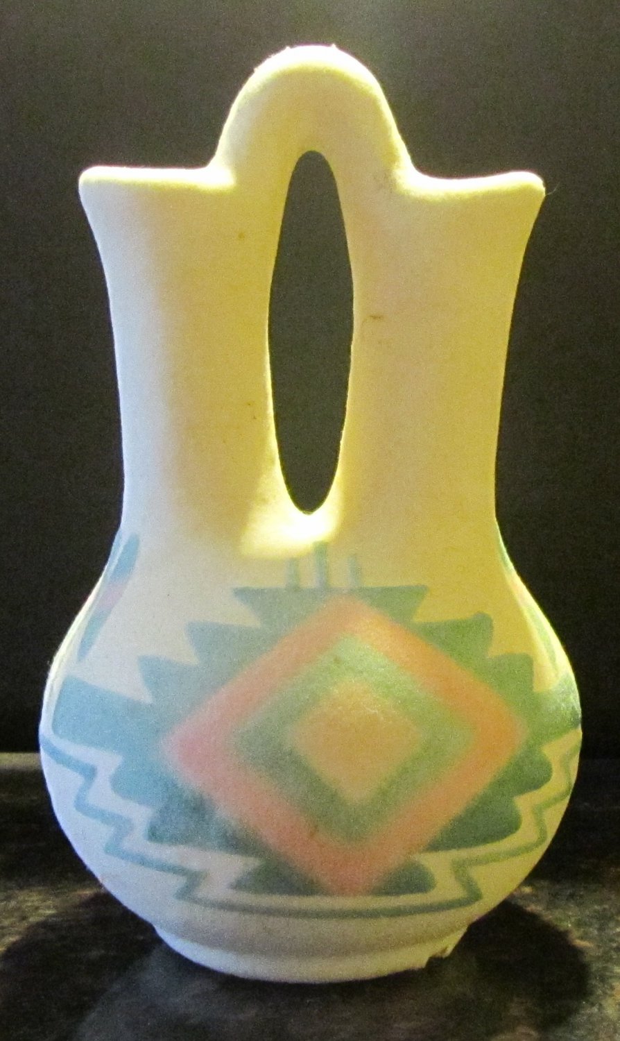 VINTAGE UNGLAZED CERAMIC DOUBLE SPOUTS BRIDGE BOTTLE VASE VESSEL PERU