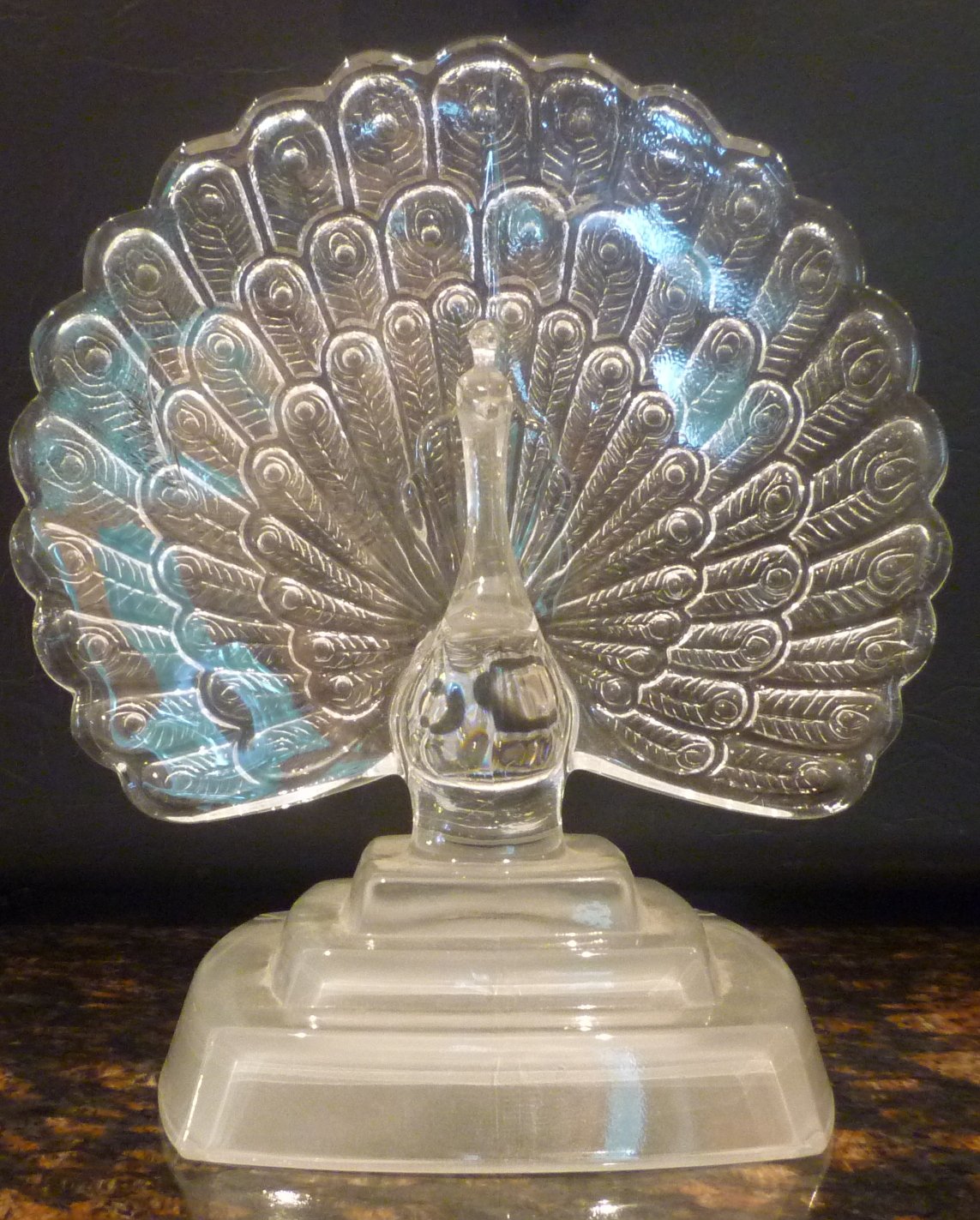 GLASS PEACOCK BIRD DECORATIVE FIGURINE COLLECTIBLE