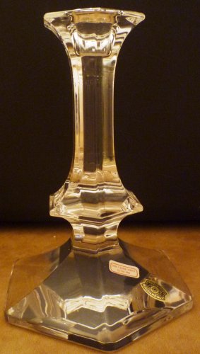 STUNNING CLEAR CUT CRYSTAL VAL S'LAMBERT BELGIUM PEDESTAL COLUMN CANDLE HOLDER