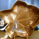 VINTAGE SOLID BRASS GRAPE LEAF DISH BOWL VERY HEAVY