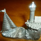 VINTAGE PEWTER MINIATURE FIGURINE SAILBOAT LIGHTHOUSE BY SPOONTIQUES #3014 VINTAGE PEWTER MINIATURE FIGURINE SAILBOAT LIGHTHOUSE BY SPOONTIQUES #3014