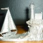 VINTAGE PEWTER MINIATURE FIGURINE SAILBOAT LIGHTHOUSE BY SPOONTIQUES #3014
