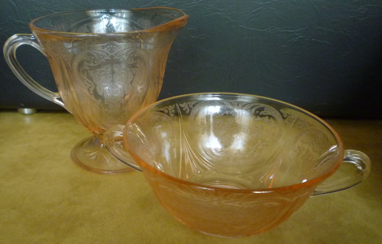 Vintage Depression Glass Royal Lace Hazel Atlas Pink Creamer Open