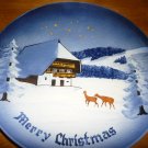 VINTAGE PORCELAIN BLACK FOREST MERRY CHRISTMAS SILENT NIGHT PLATE GERMANY