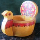 VINTAGE HANDPAINTED HANDCARVED WOODEN FIREBIRD OPEN SALT DISH FROM RUSSIA