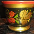 VINTAGE HANDPAINTED HANDCARVED WOODEN CUP FROM RUSSIA KHOHLOMA HOHLOMA DESIGN