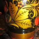 VINTAGE HANDPAINTED HANDCARVED WOODEN CUP FROM RUSSIA KHOHLOMA DESIGN
