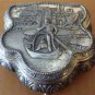 VINTAGE FOOTED PEWTER TRINKET JEWELRY BOX GONDOLA SAILBOATS DESIGN JAPAN