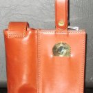 NEW SS FLASK IN A LEATHER CARRIER GOLF TRAVEL COMPANION