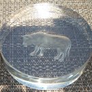 VINTAGE 3D GLASS PAPER WEIGHT SPEA INTERNATIONAL CONFERENCE 1969 COW