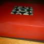 MODERN RED BLACK WHITE BUBBLES WOODEN COASTERS SET OF 6 WITH CADDY