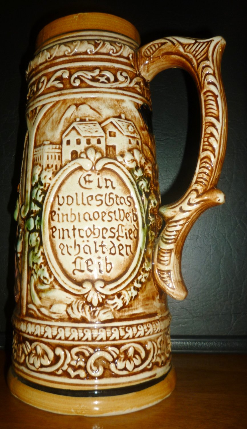 VINTAGE CERAMIC OVERSIZED GERMAN BEER STEIN JAPAN 60/268 TILSO HANDPAINTED