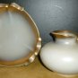 VINTAGE WIEN AUSTRIA KERAMOS CERAMIC BEAUTIFUL GRAY & GOLD SET DISH & PITCHER