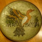 VINTAGE BRASS ENAMEL PLATE WITH  FLYING DUCK BY PENCO INDUSTRIES