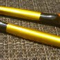 RARE VINTAGE WOOD CARVED RUSSIAN HOHLOMA GOLD PAINTED 'TEA' SPOON SET OF 2