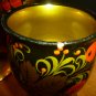 VINTAGE RUSSIAN HOHLOMA WOOD CARVED WINE WATER FOOTED GOBLET SET OF 3