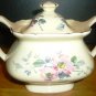 VINTAGE W S GEORGE LIDO CANARYTONE FLORAL CHINA 22K GOLD TRIM LIDDED SUGAR BOWL
