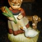 CHARMING VINTAGE PORCELAIN FIGURINE HUMMEL LIKE GIRL WITH A GOOSE JAPAN