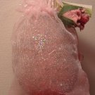 COLLECTIBLE PINK JEWELED BEADED ENESCO 1999 EGG IN ORIGINAL BAG