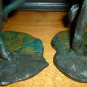 VINTAGE WROUGHT IRON PAINTED GREEN CANDLEHOLDERS FIGURAL FROG SET OF 2