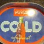 DRINK COCA-COLA Cold Refreshment bottle OVAL TIN TRAY with handles