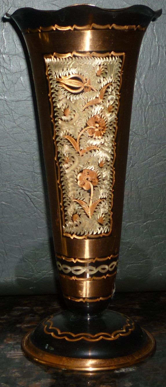 COPPER ETCHED CONVOLUTED EDGES VASE BUD