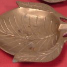 SINGLE CIGARETTE SOLID BRASS ASHTRAY SET OF TWO LEAF