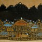 VINTAGE SOLID BRONZE ENAMEL JUDAICA JERUSALEM FOOTED NAPKIN HOLDER