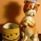 VINTAGE 1975 JASCO LUVKIN CRITTERS BULDOG GOLF PLAYER TOOTHPICK CANDLE HOLDER