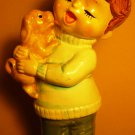 CHARMING VINTAGE CERAMIC HAND PAINTED FIGURINE BOY WITH A DOG
