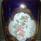 GORGEOUS COBALT FINE PORCELAIN FLOWERS VASE MEDALLION FLOWERS 13" SHEENI EGYPT 24K GOLD