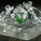 CHARMING CRYSTAL GLASS FROGS ON A LILY PAD FIGURINE