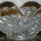 VINTAGE PINWHEEL GLASS CANDY NUT BOWL CONVOLUTED GOLD PAINTED EDGES