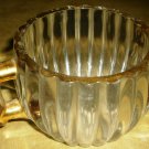 VINTAGE ROUND RIBBED SUGAR BOWL WITH HANDLES GOLD PAINTED EDGE RIM