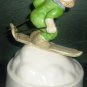 VINTAGE PORCELAIN MUSIC BOX SKIER WINTER BEAUTY ROTATING M JAPAN SANKYO