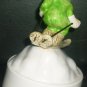 VINTAGE PORCELAIN MUSIC BOX SKIER WINTER BEAUTY ROTATING M JAPAN SANKYO