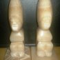 VINTAGE GORGEOUS ONYX MARBLE SET OF 2 BOOK ENDS MEXICAN AZTEC HEAD GEAR