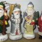 CHARMING COLLECTIBLE SET OF 4 CERAMIC SANTA CLAUS CHRISTMAS ORNAMENTS