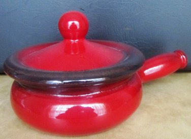 GORGEOUS DE SILVA ORANGE RED CERAMIC TERRACOTTA LIDDED POT CASSEROLE NEW ITALY