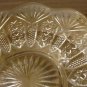 VINTAGE CUT GLASS CANDY DISH WITH FINGER LOOP HANDLE TEA CUP SAUCER