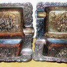 VINTAGE SILVERPLATE INDIVIDUAL ASHTRAYS SET OF 4 BARREL MAKING DESIGN ENGLAND
