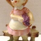 CHARMING PORCELAIN MINIATURE FIGURINE GIRL WITH GRAPES NORLEANS TAIWAN