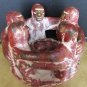 VINTAGE PERU CLAY CERAMIC CANDLE HOLDER CIRCLE OF FRIENDS FOLK ART