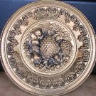 BEAUTIFUL ENGLAND TIN HANDHAMMERED DECORATIVE PLATE 12"  FRUITS DESIGN WALL